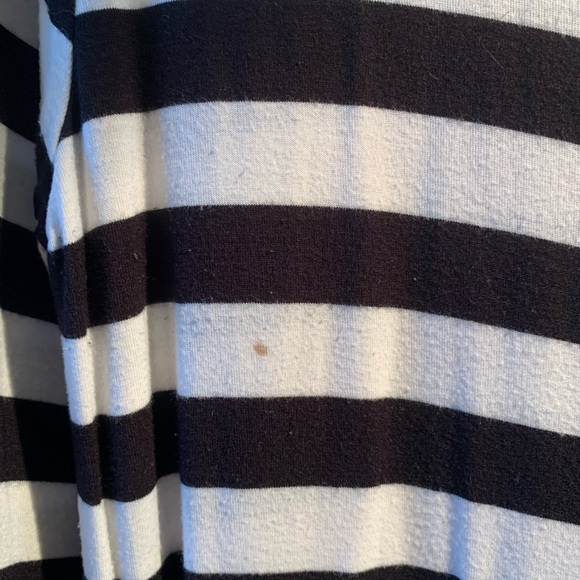 Medium women’s lightweight long sleeve black and white striped top, pink accents - Picture 3 of 4